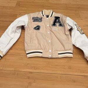 Tan and White Varsity Jacket
